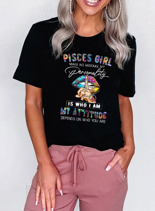 Women's T-shirts Letter Mother's Day Color Block Print Short Sleeve Round Neck Daily T-shirt