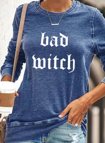 Women's T-shirts Letter Long Sleeve Round Neck Casual T-shirt