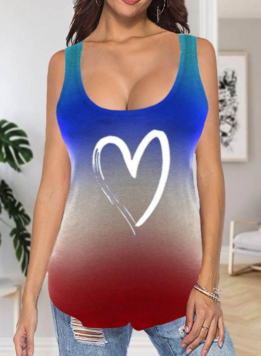 Women's Tank Tops Color Block Heart-shaped Sleeveless U Neck Daily Casual Tank Top