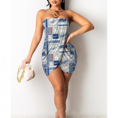 Los Angeles Dodgers Printed Irregular Bandeau Midi Dress