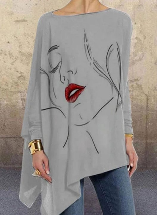 Women's Pullovers Abstract Portrait Long Sleeve Round Neck Daily Pullover