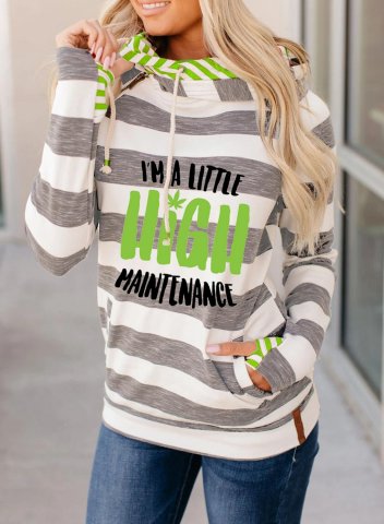 Women's I'm A Little High Maintenance Hoodies Drawstring Long Sleeve Striped Letter Casual Hoodies With Pockets