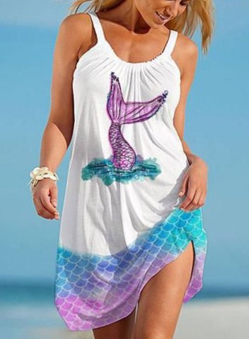 Women's Dresses Mermaid Print Cold Shoulder Dress