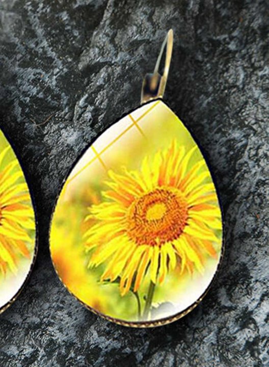 Women's Earrings Sun Flower Color Block Gem Drop Earrings