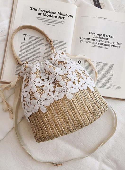 Women's Handbags Solid Lace Floral Woven Straw Handbags