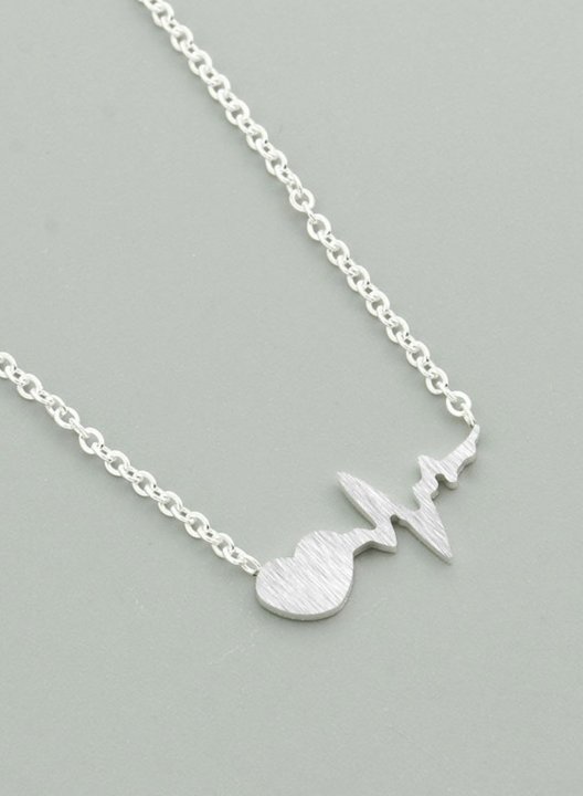 Women's Necklaces Solid ECG Heart-shaped Metal Necklace