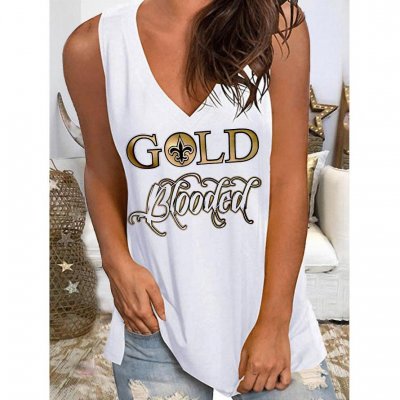 Women's New Orleans Saints Team Loose V-neck Sleeveless T-Shirt Top