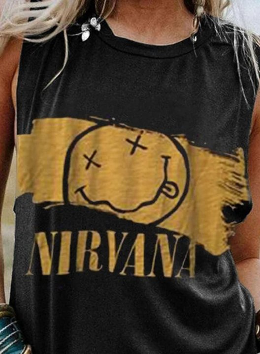 Women's Nirvana Tank Tops Letter Color Block Sleeveless Round Neck Summer Casual Tank Tops