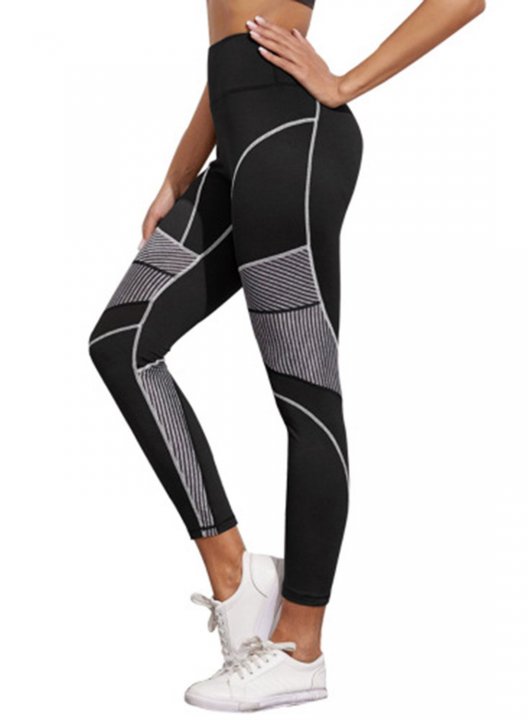 Women's Leggings Slim Color Block High Waist Casual Track Pants