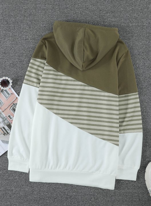 Striped Color Block Long Sleeve Hoodie