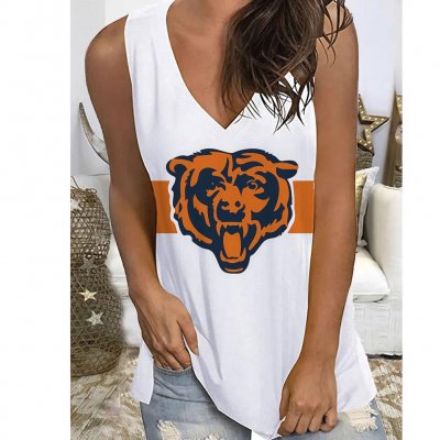 CHICAGO BEARS V-neck Team Print Sleeveless Loose Tank T-shirt