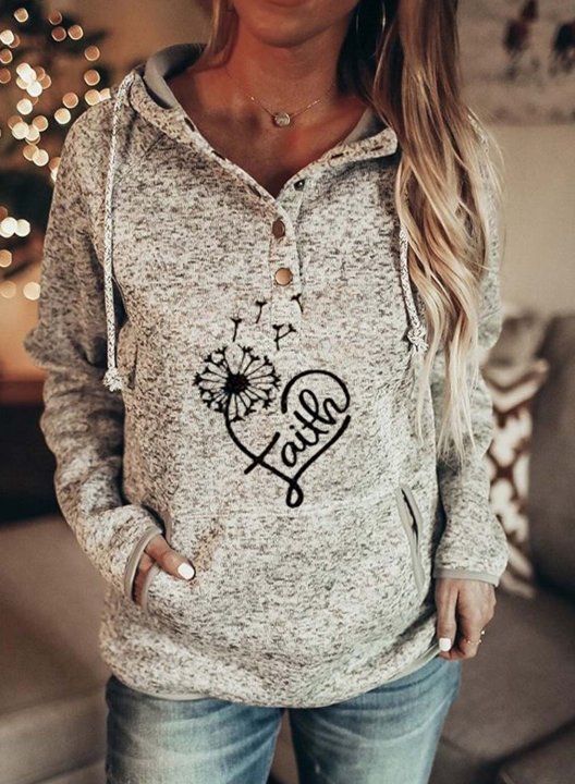 Women's Hoodies Heart-shaped Letter Print Long Sleeve Pocket Hoodie