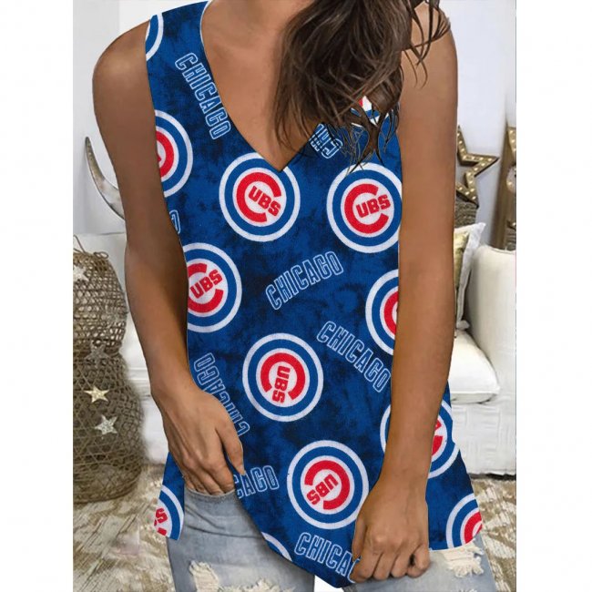 Women's Baseball Printed V-neck Sleeveless Vest