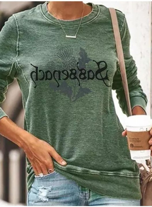 Women's Sweatshirt Casual Solid Letter Round Neck Long Sleeve Daily Pullovers