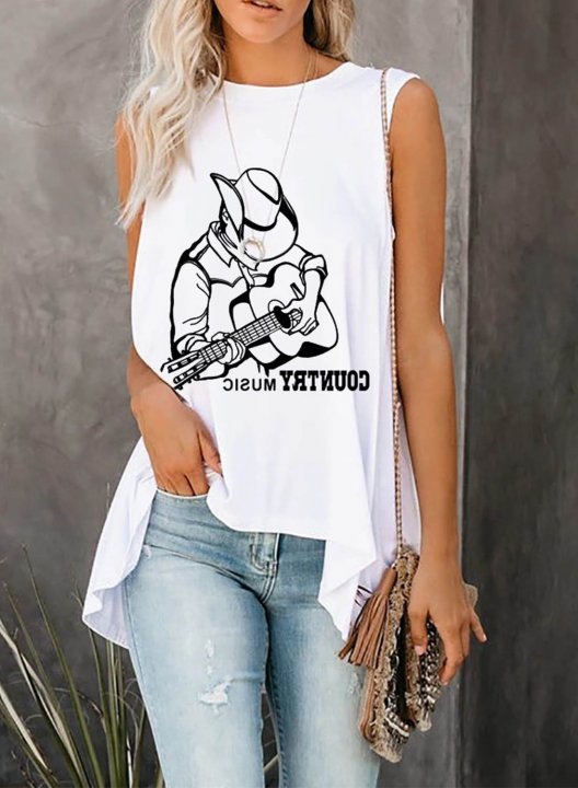 Women's Tank Tops Letter Rock Sleeveless Round Neck Casual Daily Tank Top