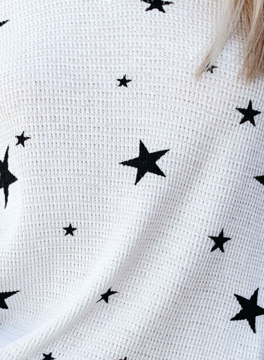 Star-pattern V Neck Long Sleeve Top