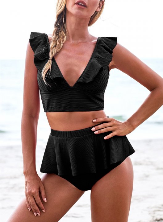 High Waisted Ruffled Bikini Set