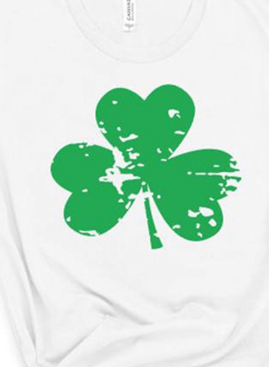 Women's T-shirts St Patrick's Day Shamrock Print Short Sleeve Round Neck Daily T-shirt