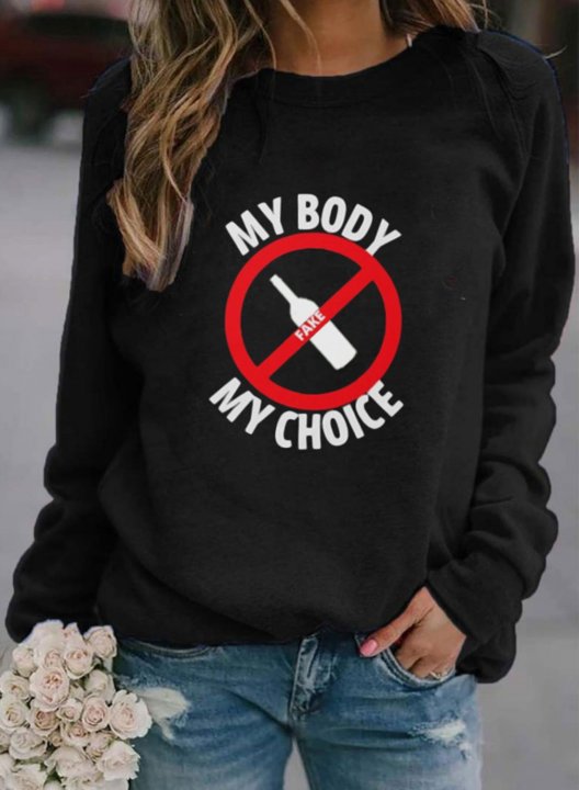 Women's Funny Sweatshirts Choice Slogan Print Long Sleeve Round Neck Daily Sweatshirt