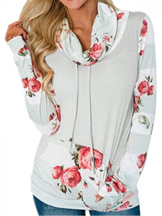 Floral Long Sleeve Cotton-Blend Paneled Sweatshirt