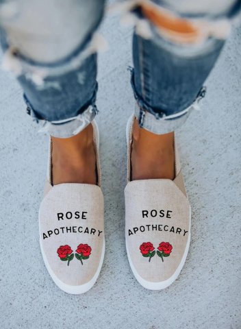 Women's Rose Apothecary Canvas Shoes Cute Floral Letter Print Canvas Shoes