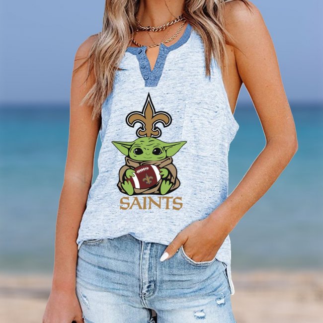 NEW ORLEANS SAINTS Should Support Yoda V- Neck Pocket Button Vests