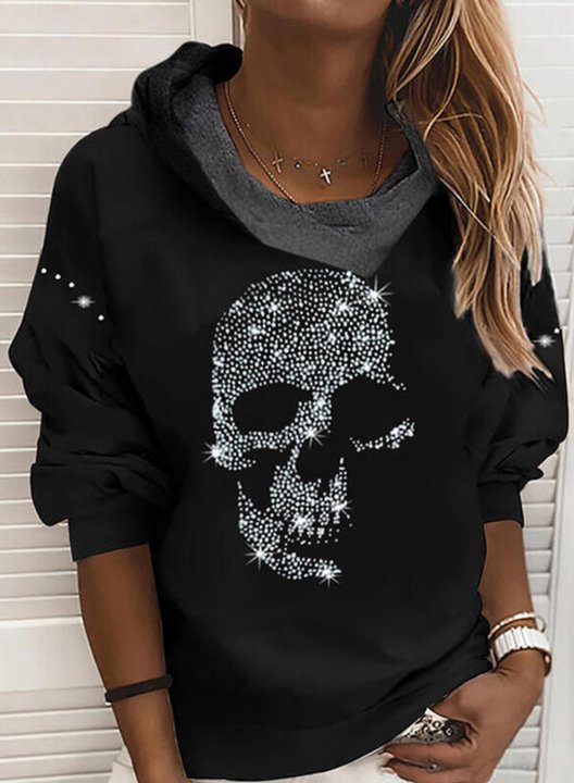 Women's Sweatshirts Skull Print Long Sleeve Round Neck Vintage Sweatshirt