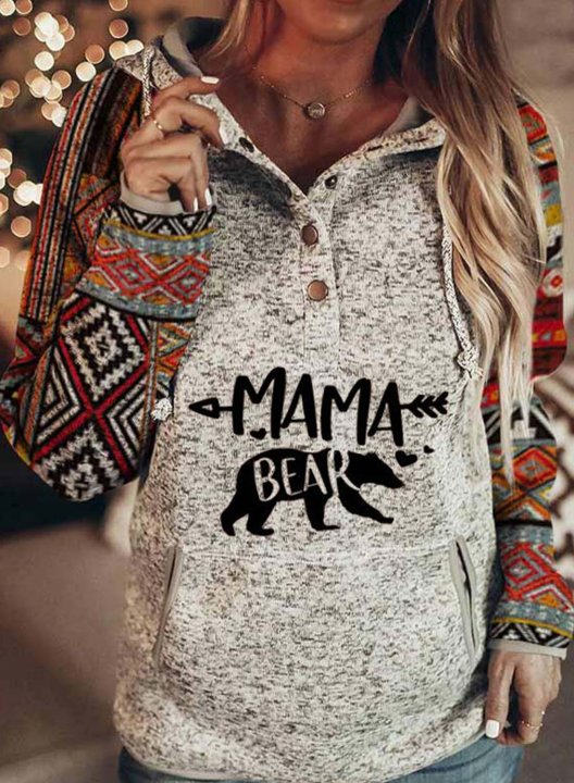 Mama Bear Color Block Pocketed Hoodie