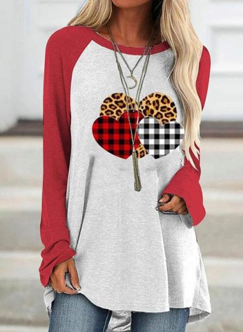 Women's Tunics Color Block Heart-shaped Long Sleeve Round Neck Daily Casual Basic Tunic