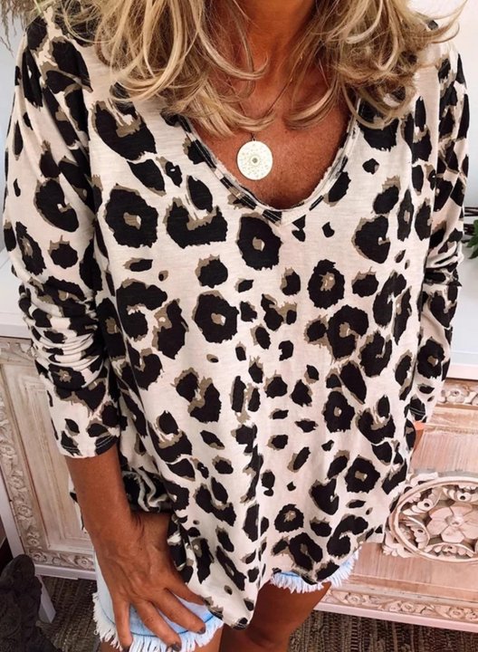 Cotton Long Sleeve Leopard Print Shirt