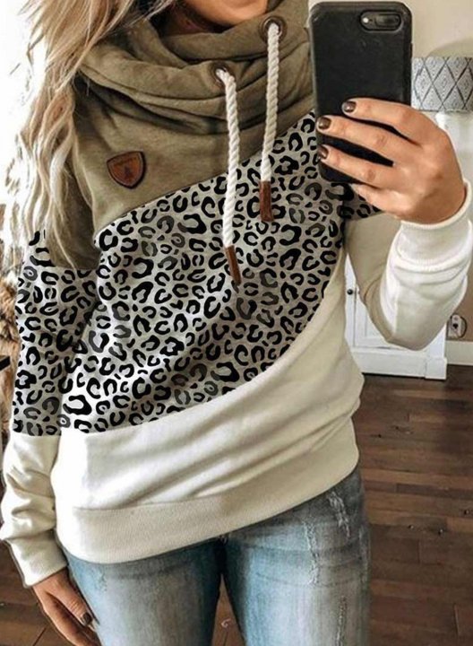 Leopard Print Color Block Hoodie