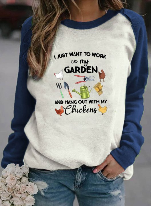 Women's Sweatshirts Color Block Letter Round Neck Long Sleeve Casual Daily Sweatshirts