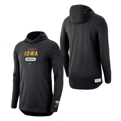 Iowa Hawkeyes Nike Team Stack Tri-Blend Performance Long Sleeve Hoodie T-Shirt Black