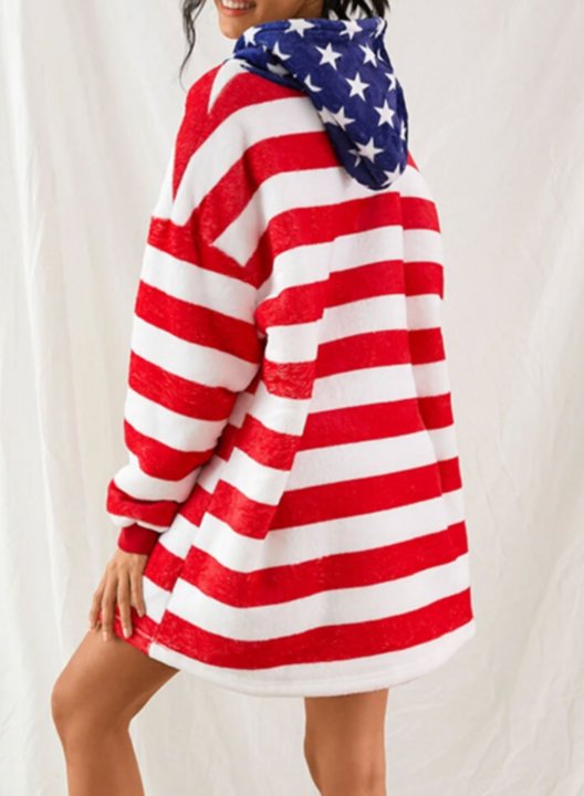 Women's Nightgowns American Flag Warm Nightgown