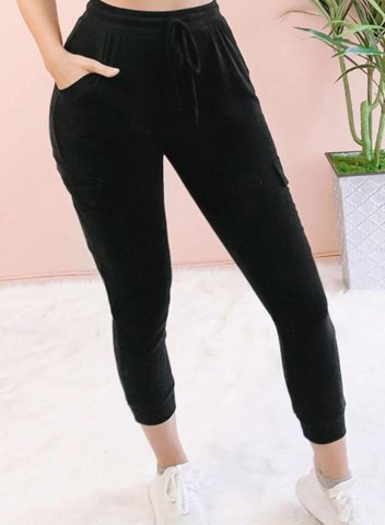 Women's Joggers Slim Solid Mid Waist Drawstring Ankle-length Casual Joggers