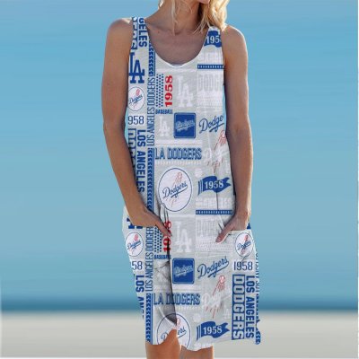 Los Angeles Dodgers Round Neck Sleeveless Knit Dress