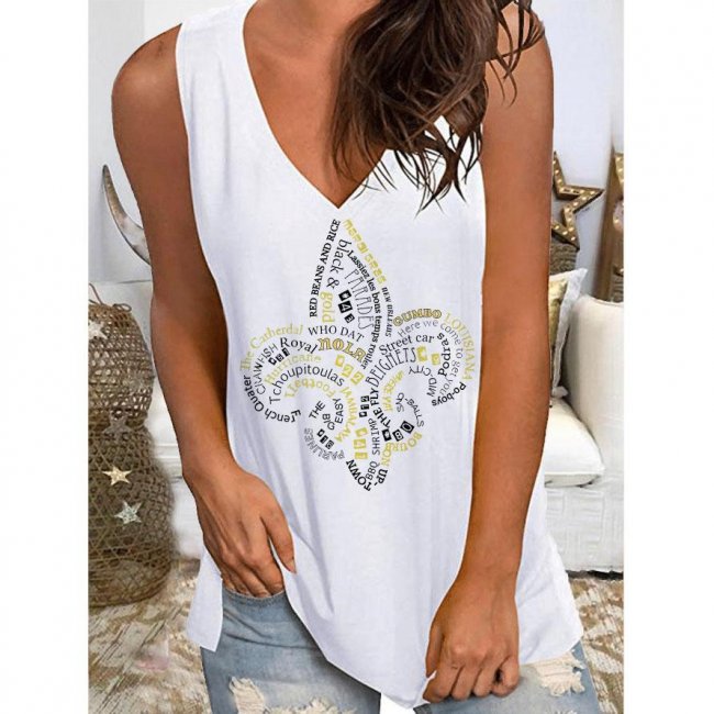 Women's New Orleans Saints Team Loose V-neck Sleeveless T-Shirt Top