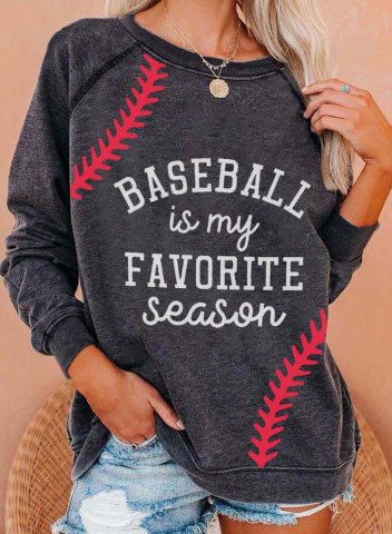 Women's Baseball Is My Favorite Season Print Casual Sweatshirt