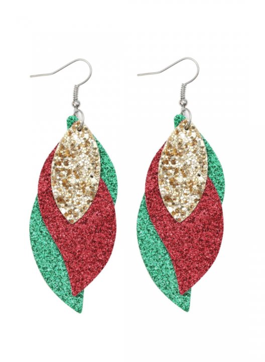 Women's Earrings Multi-layer Sequins Three-layer Lattice Leopard Earrings