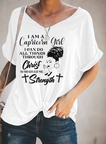 Women's T-shirts Letter Print Short Sleeve V Neck Daily T-shirt