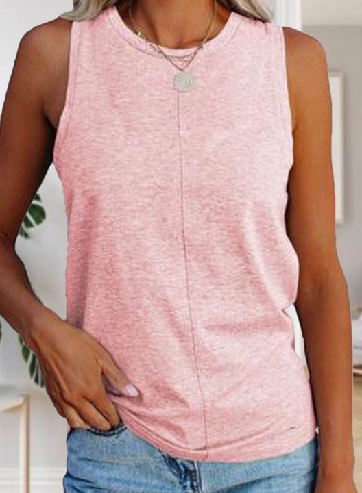 Women's Tank Tops Solid Sleeveless Round Neck Daily Casual Tank Top