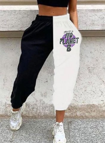 Women's there is no planet b Print Joggers Color Block Letter High Waist Pocket Daily Casual Sweatpants