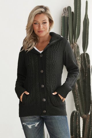 Women's Cardigans Long Sleeve Button-up Hooded Cardigans