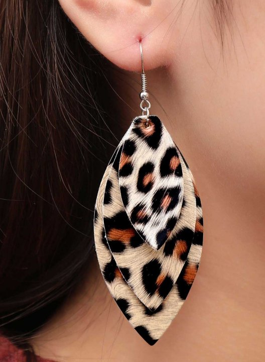 Women's Earrings Leopard Multilayer PU Leather Earrings