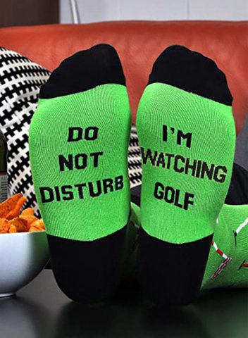 Don not Disturb I'm Watching Golf Print Women's Socks Color-block Letter Print Socks