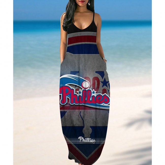 Women's Philadelphia Phillies printed Pockets Halter Dress