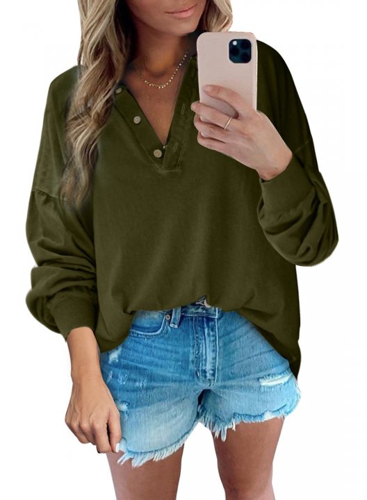 Pink/Green V Neck Long Sleeve Top