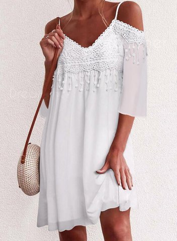 Women's Mini Dresses Cold Shoulder Lace Half Sleeve Boho Dress