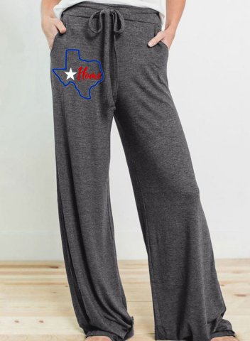 Women's Palazzo Pants Straight Texas Independence Day High Waist Drawstring Palazzo Pant