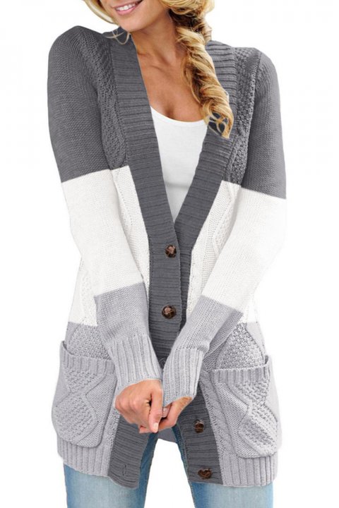 Women's Cardigans Front Pocket and Buttons Closure Cardigan